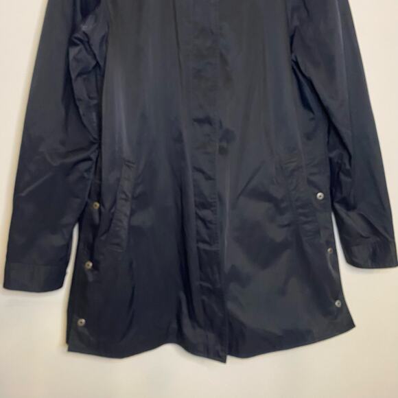 Womens Duluth Trading Co Rain Coat Jacket Long Weatherproof Black Buttons Medium - Picture 3 of 14